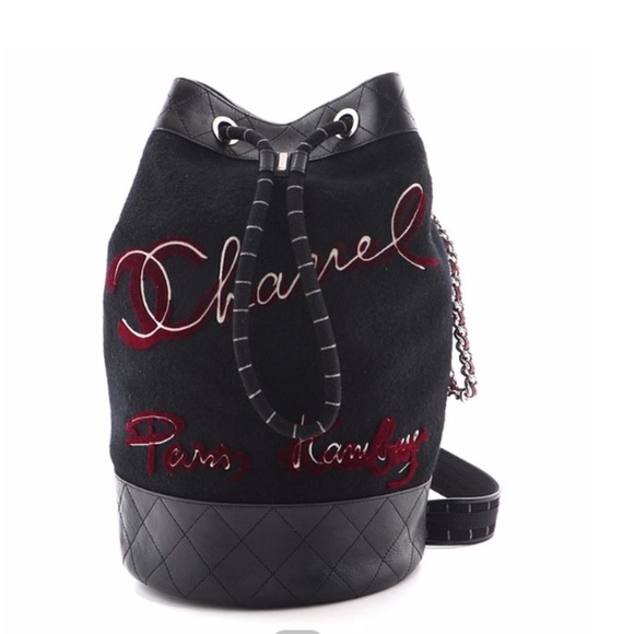 CHANEL Handbags - Chanel Embroidered Hamburg Drawstring Bucket Bag